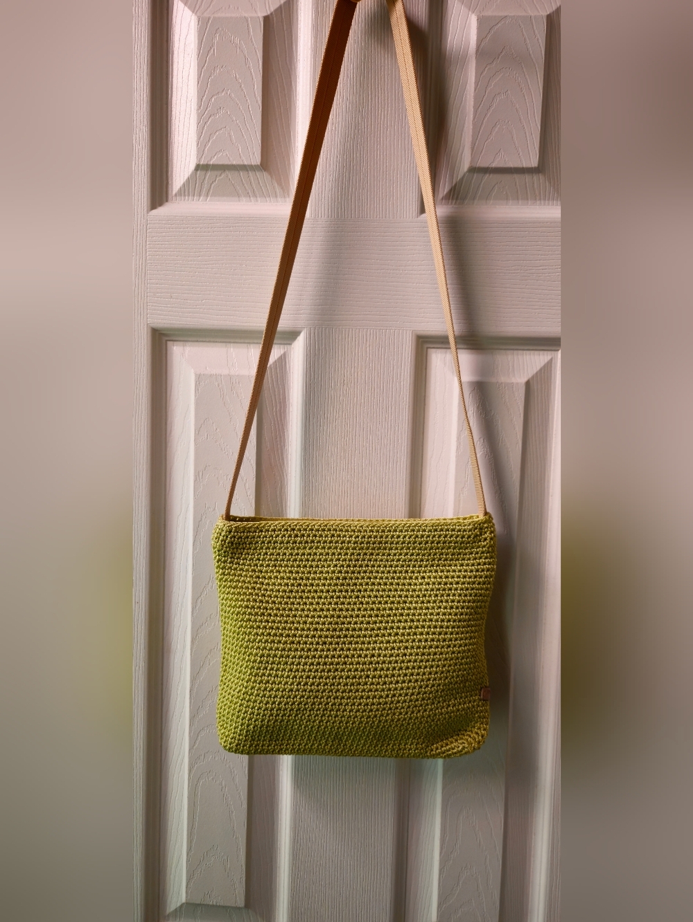 The Sak Lime Green Crochet Crossbody with Tan Strap - Picture 2 of 9